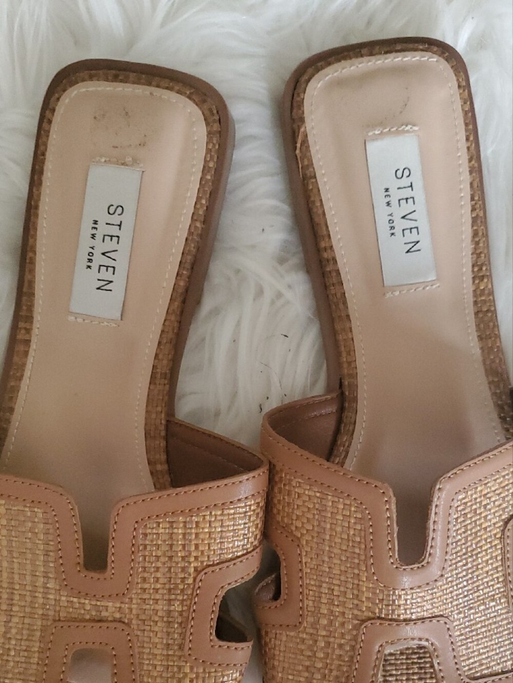 Steve Madden Woven Tan Slide Mules Sandals Size 8.5 - Picture 2 of 10